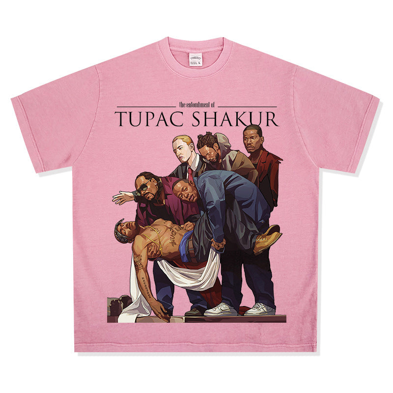 New york hip hop shop Homage TUPAC SHAKER 2PAC old printed short sleeve t-shirt