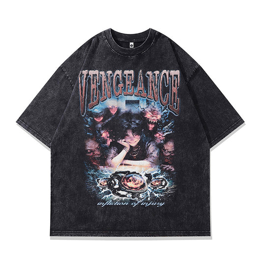 Ropa Vintage Hombre Graffiti Short Sleeve T-Shirt Loose Top