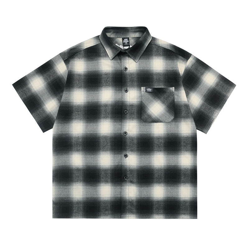 Casual Street Wear Checked Shirt Short Sleeve Shirt