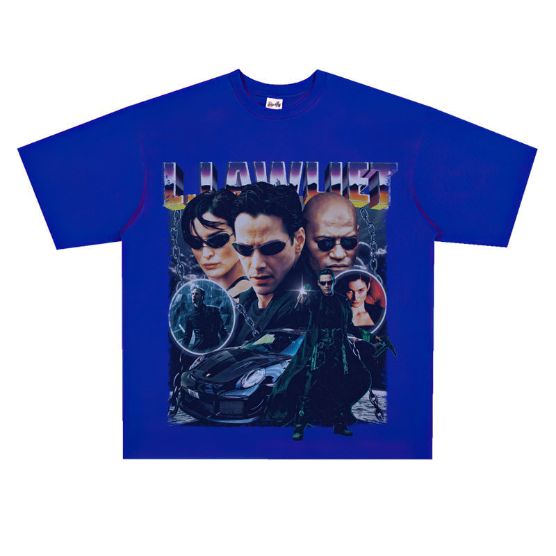 Film Star T Shirt Personalized Cotton Short Sleeve Loose American Retro Design T-shirt