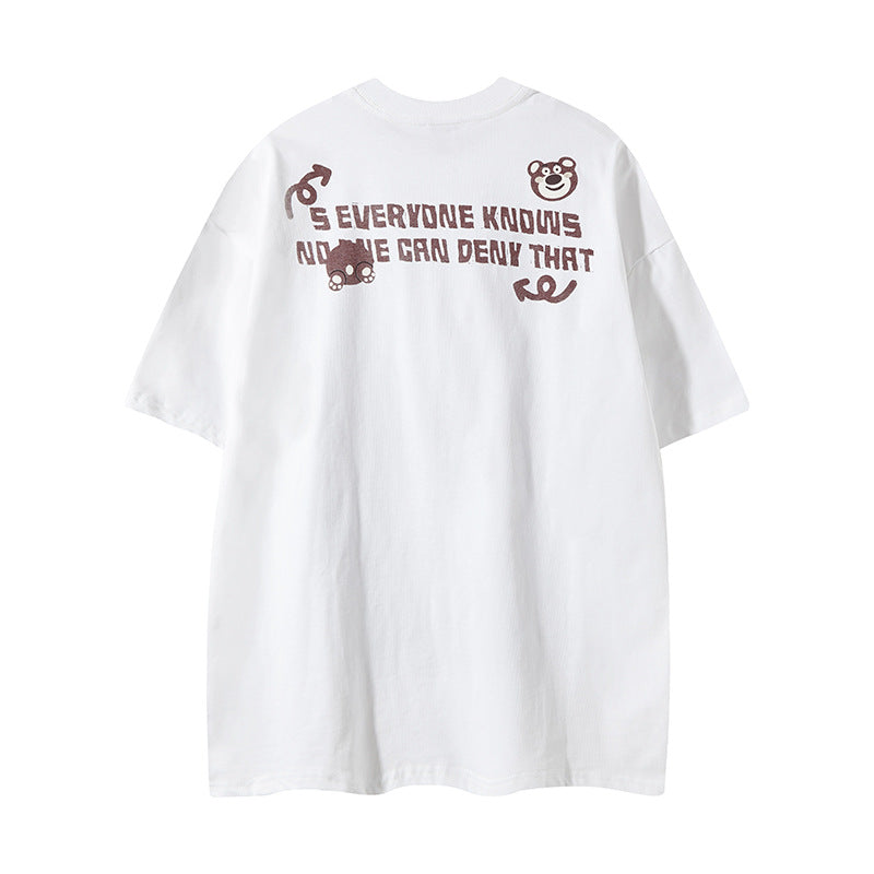 Distorted vintage washed strawberry bear short sleeve t-shirt