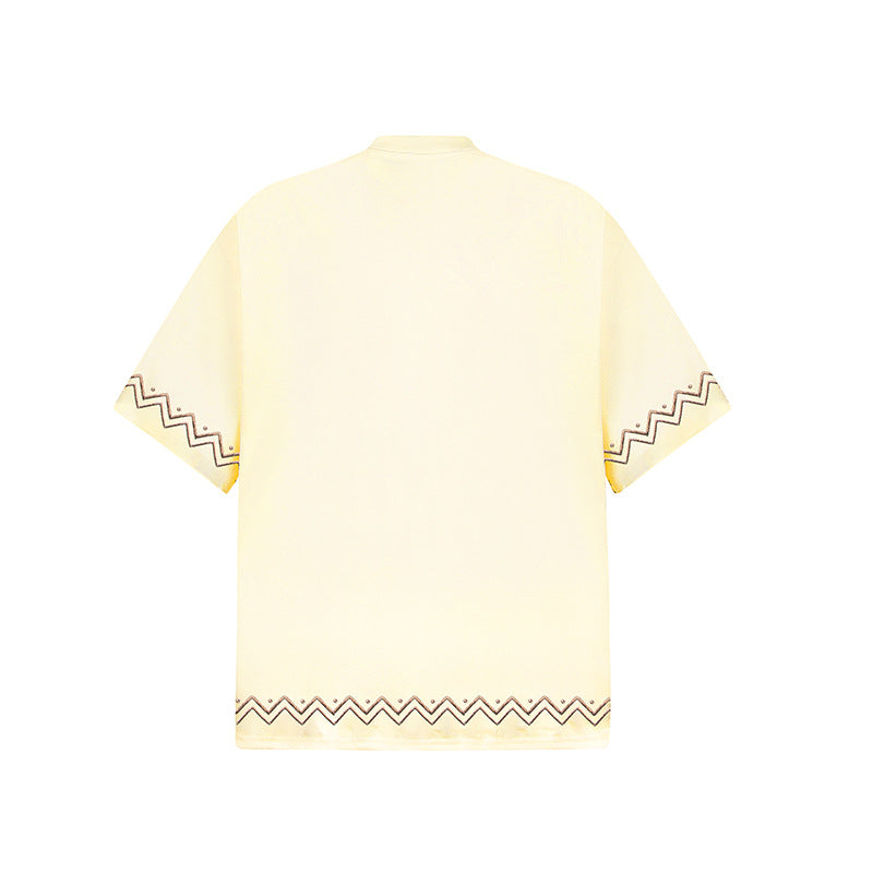 New York Hip Hop Style Crew Neck Sheep Embroidered T-Shirt