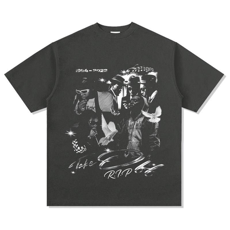 Cool t rapper BC hip hop rap takeoff print short sleeve vintage wash