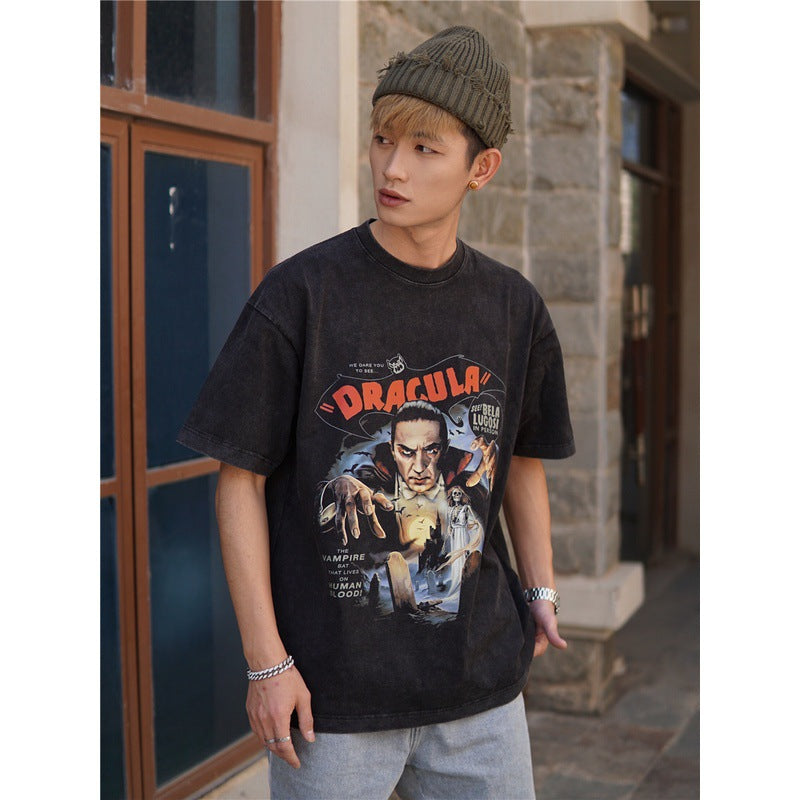 Film Star T Shirt European and American Movies Pure Cotton Loose Short Sleeve Retro Trendy T-shirt
