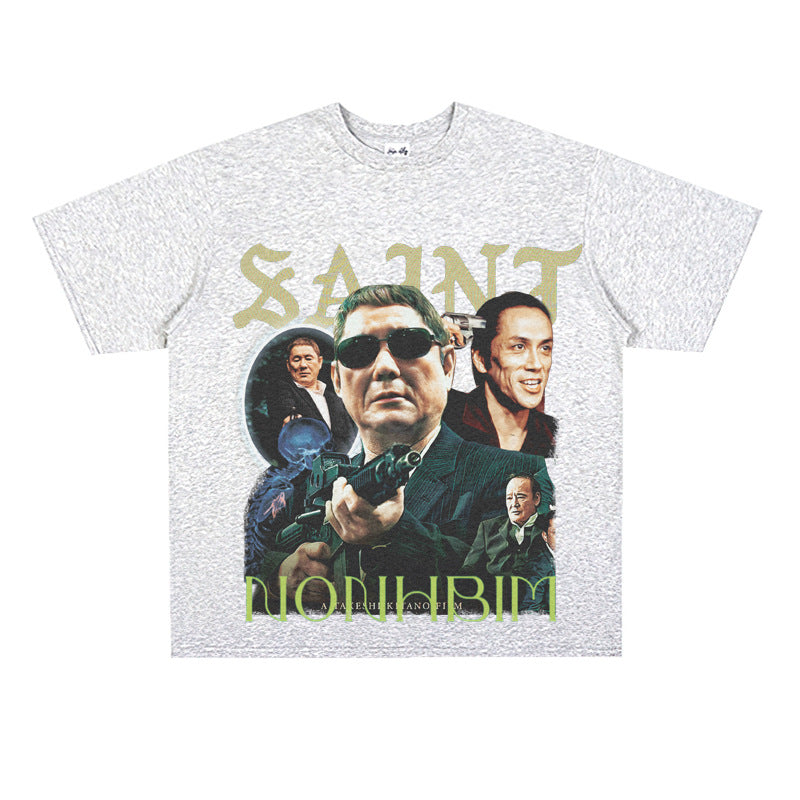 Film Star T Shirt Loose Heavy American Retro Street Personality T-shirt Men