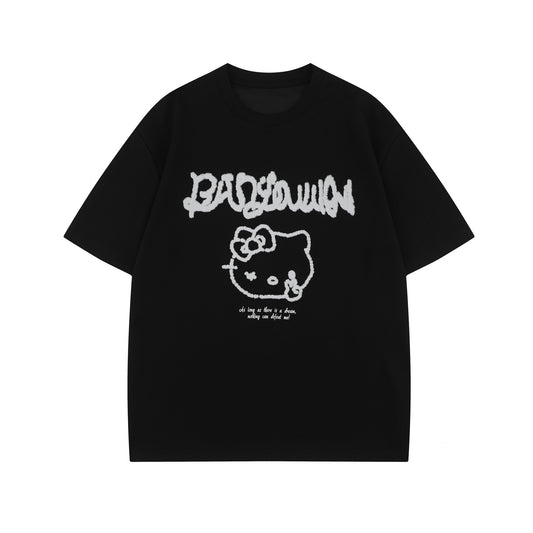 Unisex T-shirts Summer Cartoon KT Cat Men's Loose Short Sleeve T-Shirt