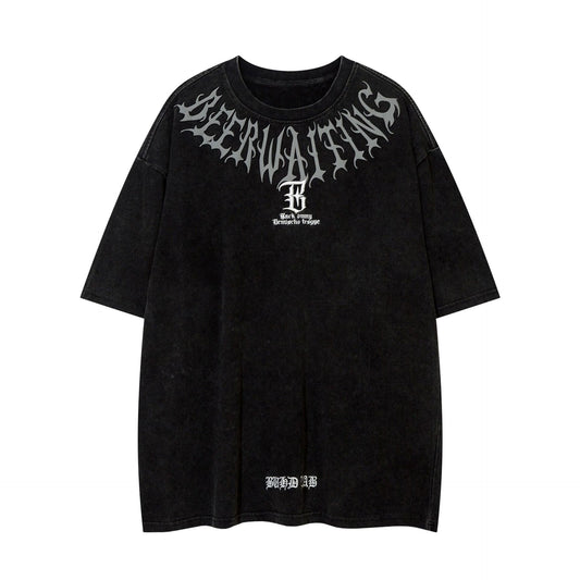 1990 Fashion T-Shirt Washed T-Shirt Loose Retro Short Sleeve