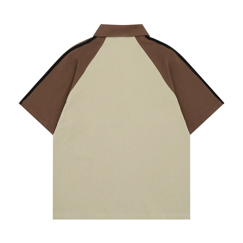 Stone Wash T shirt Retro Old Short Sleeve POLO Shirt