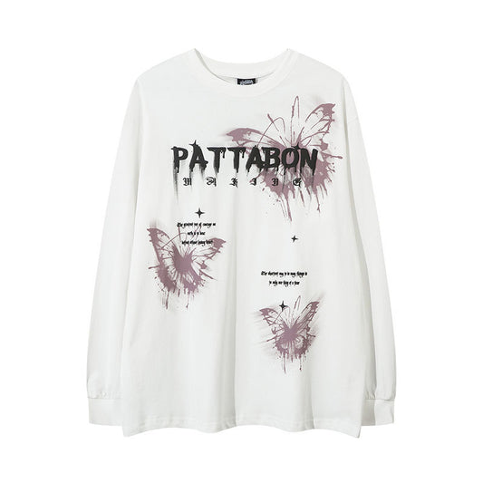 Marcas De Streetwear Butterfly Print Long Sleeve T-Shirt
