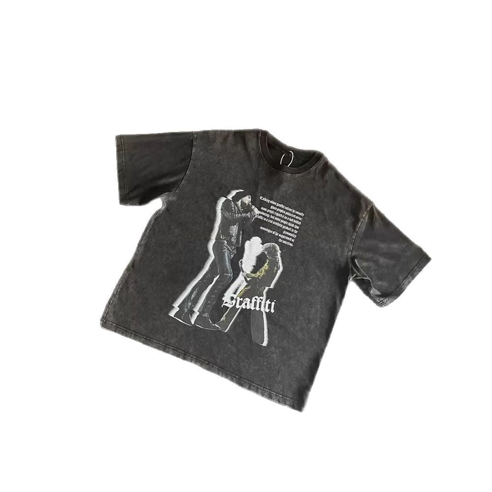 Streetwear Eua t shirt vintage vintage band digital print short sleeve t-shirt