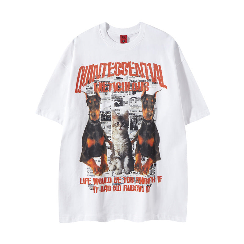 New York Hip Hop Style Alphabet Print Short Sleeve T-Shirt Summer Loose Casual Top
