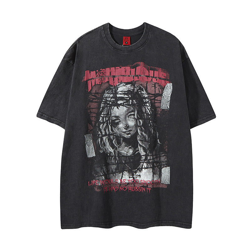 Nostalgia T Shirts Letter Short Sleeve Printed T-Shirt Loose Top
