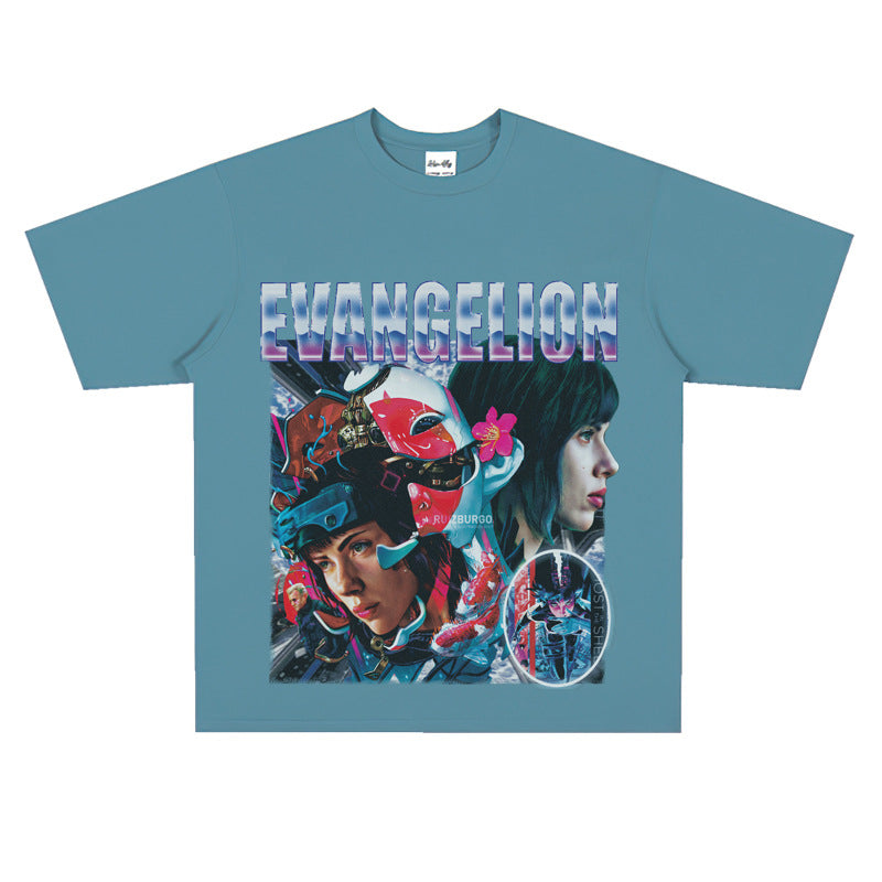Film Star T Shirt European and American Classic Movie Attack Shell Mobile Team Short Sleeve Loose Retro Printed T-shirt