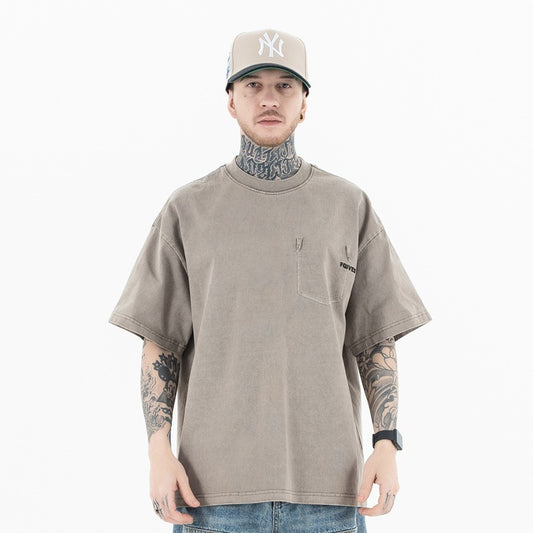 Vintage 90s Hip Hop Clothing Summer Vintage Pocket Embroidered Short Sleeve T-Shirt