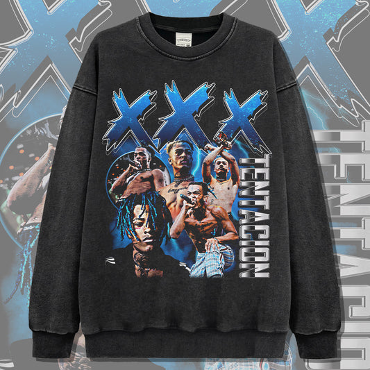 Marcas streetwear usa hip hop XXX Tentacion print crew neck sweater