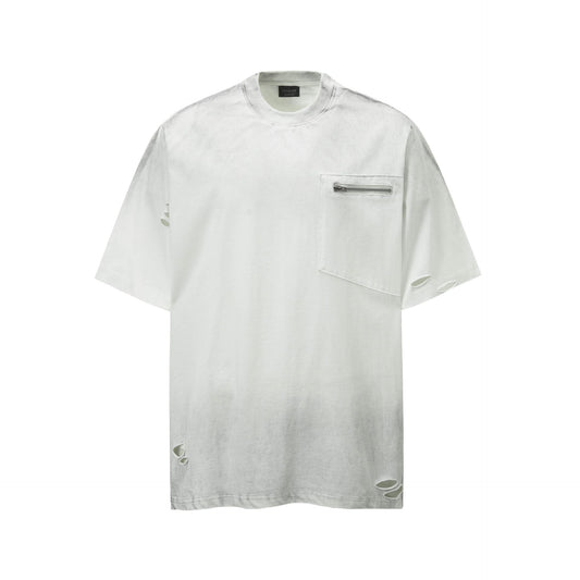 Hip hop shirt summer retro ripped short sleeve t-shirt