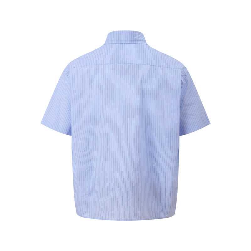 Casual Street Wear Vertical Striped Short Sleeve Shirt Summer Loose Casual Shirt