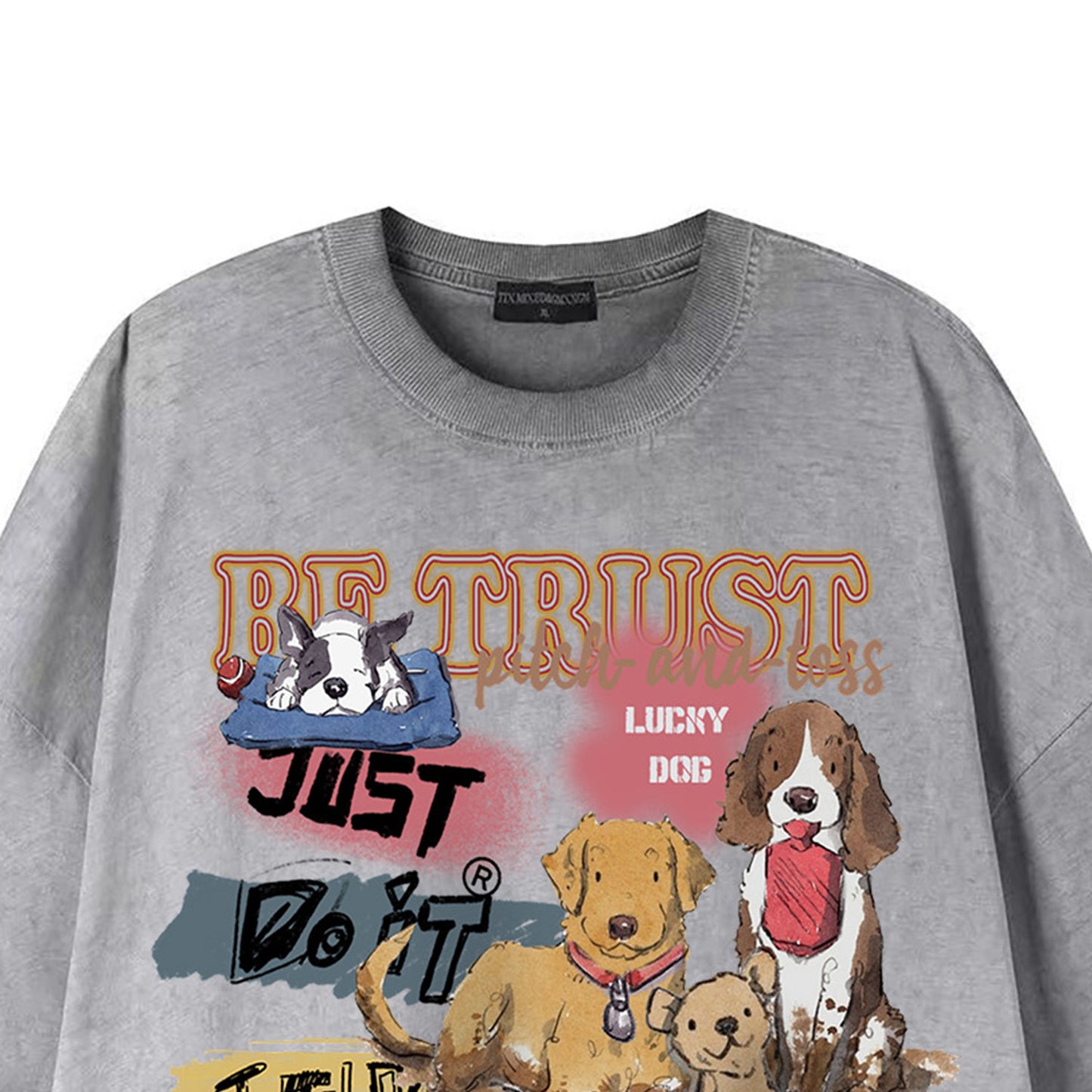 US drip outfits Summer Vintage Puppy Casual Loose Short Sleeve T-Shirts