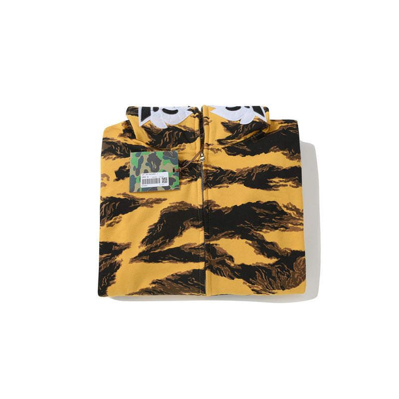 Ape Hoodie Embroidered Tiger Camo Tiger Hooded Cardigan Shark Sweater Jacket