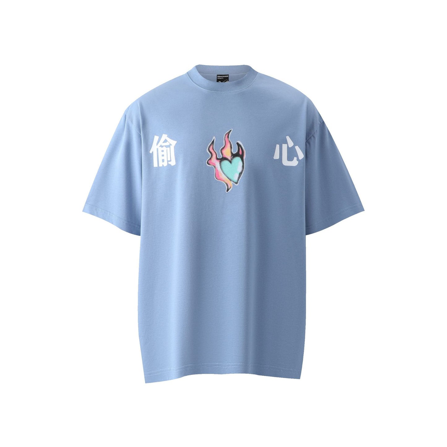 Hip Hop Clothing T-Shirt Short Sleeve Loose Flame Love Print