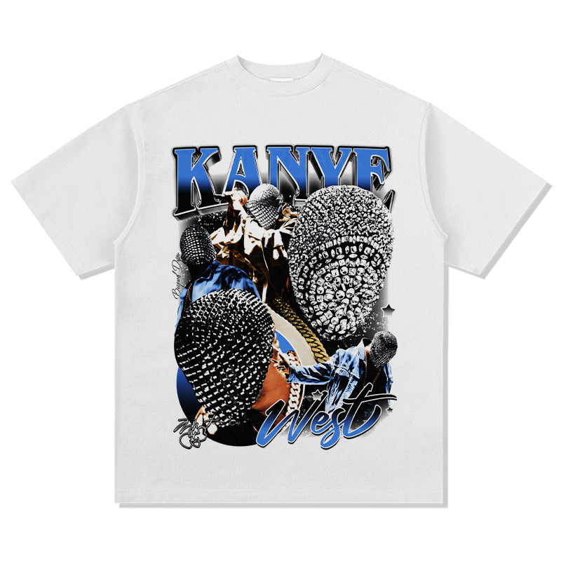 Marcas streetwear usa hip hop Kanye West printed short sleeve t-shirt