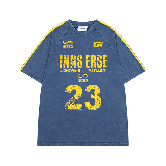 Y2K mens shirt vintage loose short sleeve t-shirt street