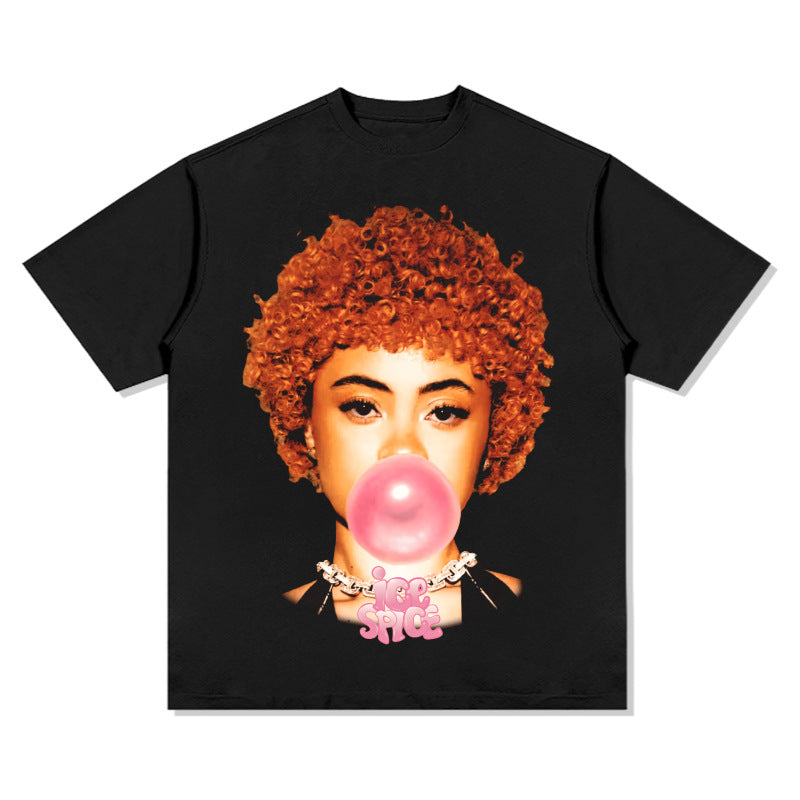 Streetwear masculino hip hop rap Ice Spice print long sleeve short sleeve t-shirt