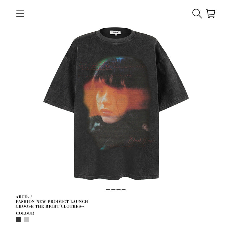 American vintage street T-shirt men's loose top