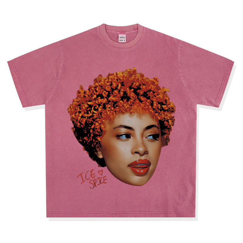 Cool t rapper vintage hip hop Ice Spice print short sleeve t-shirt