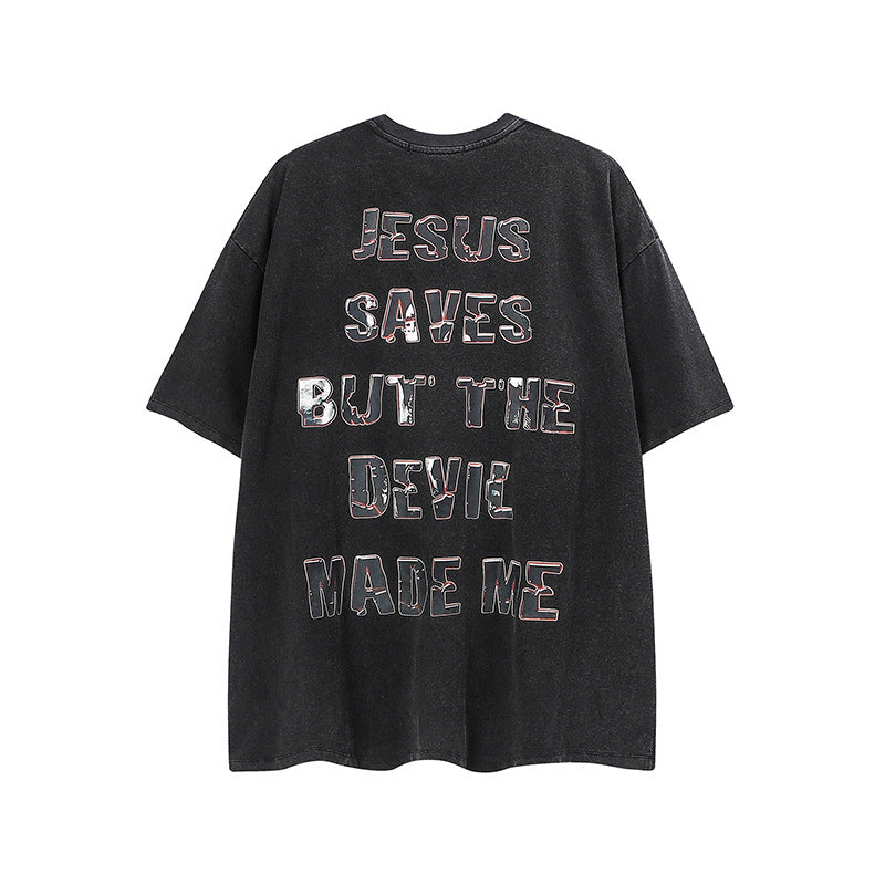 Vintage T Shirts Hip Hop Alphabet Love Water Short Sleeve T-Shirt