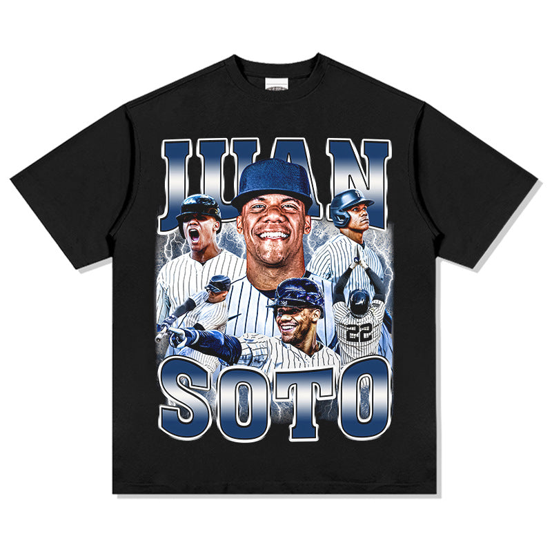 Marcas streetwear usa vintage hip hop Juan Soto print short sleeve t-shirt