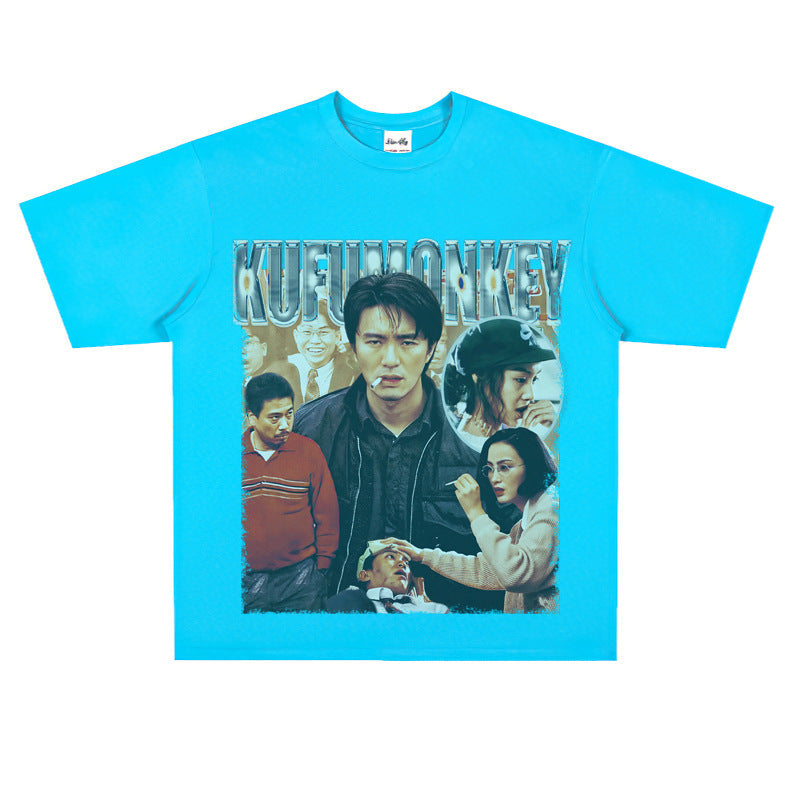Film Star T Shirt Classic Movie Fight Back to School Cotton Short Sleeve Loose round Neck Retro T-shirt