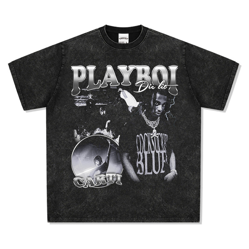 New york hip hop shop Playboi carti print short sleeve t-shirt hiphop hip hop, crew neck
