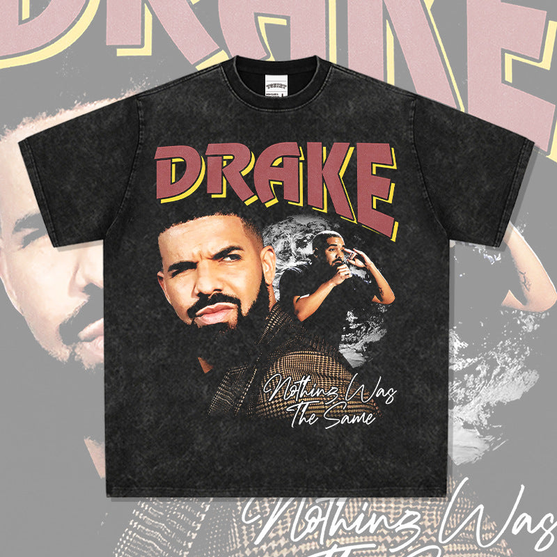 Cool t rapper vintage Drake print hip hop short sleeve t-shirt vintage