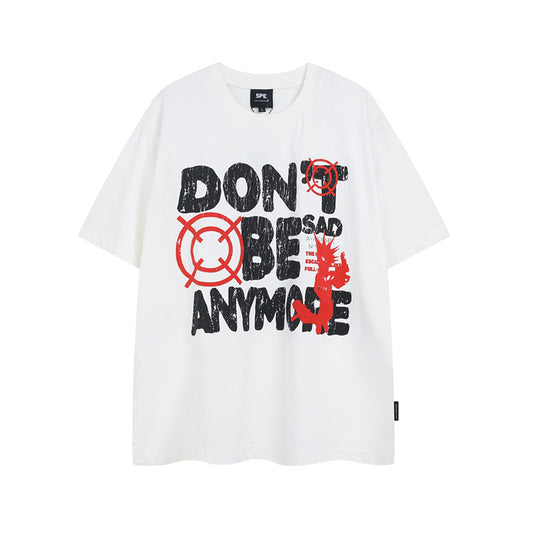 Y2K mens shirt loose round neck short sleeve T-shirt