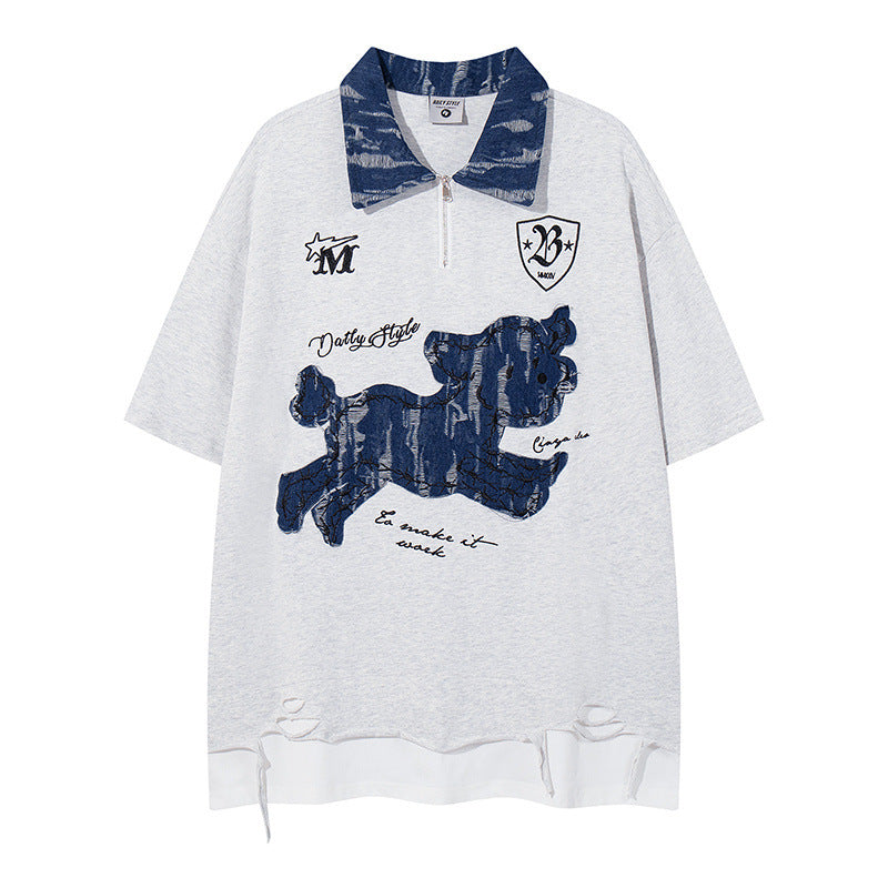 US drip outfits Summer Vintage Dog Casual Loose Short Sleeve T-Shirts