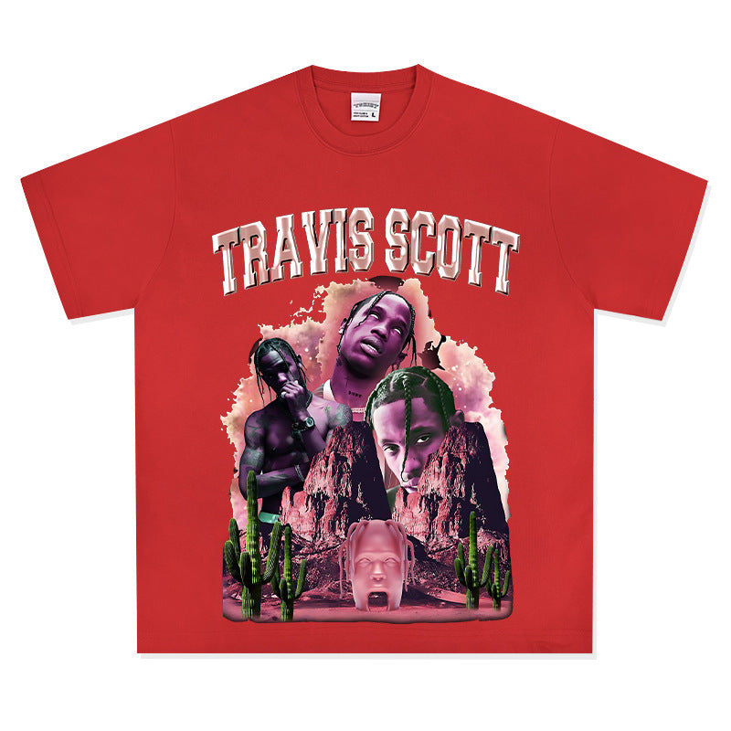 Cool t rapper travis scott print short sleeve t-shirt