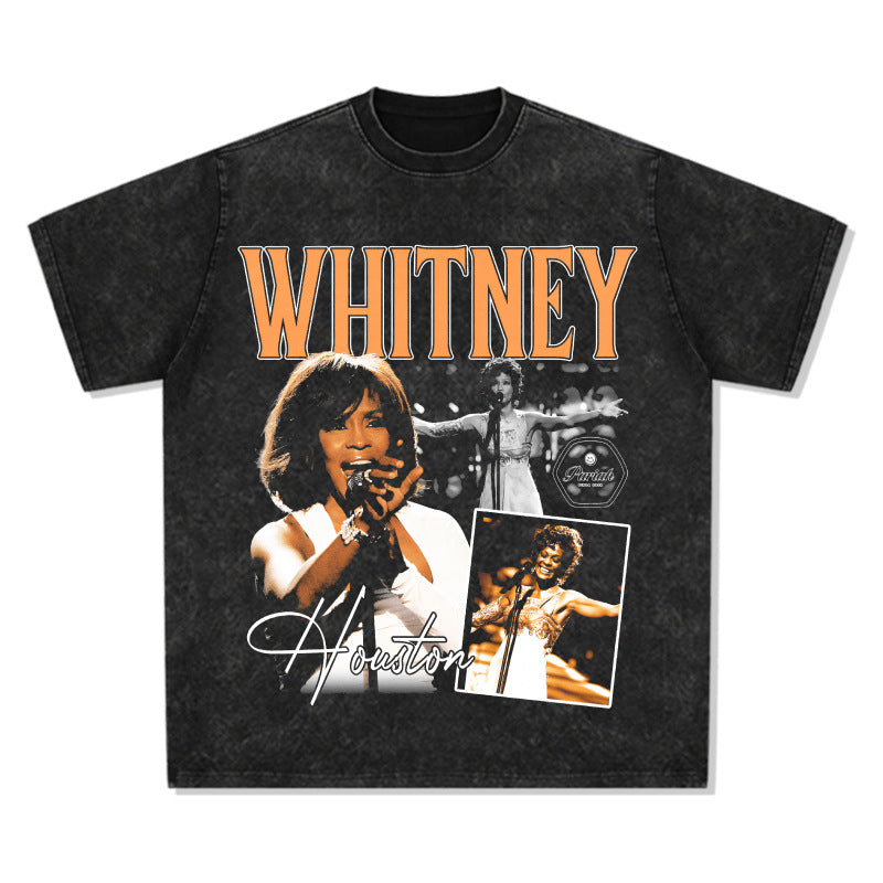 Cool t rapper vintage hip hop whitney whitney print short sleeve t-shirt