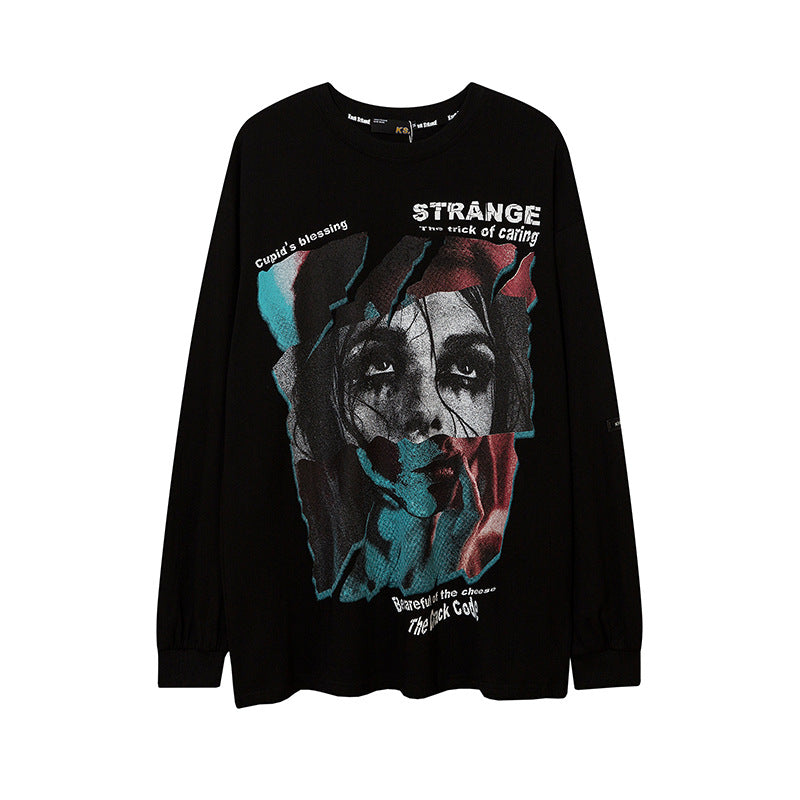 Vintage T Shirts Hip Hop Joker Print Long Sleeve T-Shirt