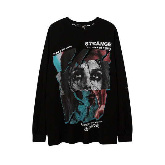 Vintage T Shirts Hip Hop Joker Print Long Sleeve T-Shirt
