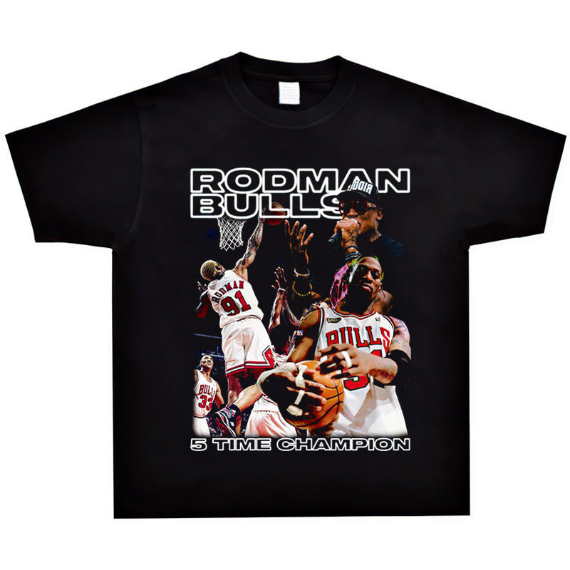 Film Star T Shirt Washed Old American Round Neck Loose T-Shirt Retro Short Sleeve