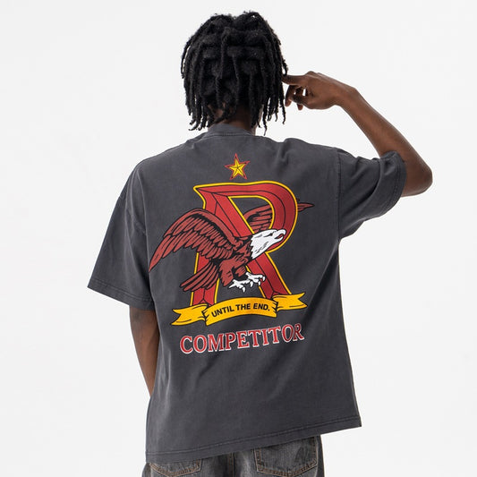 Vintage College Shirts Summer Eagle Printed Short Sleeve T-Shirt