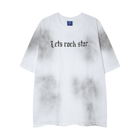 Retro Style Shirt For Men Summer Vintage Wash Old T-Shirt Short Sleeve