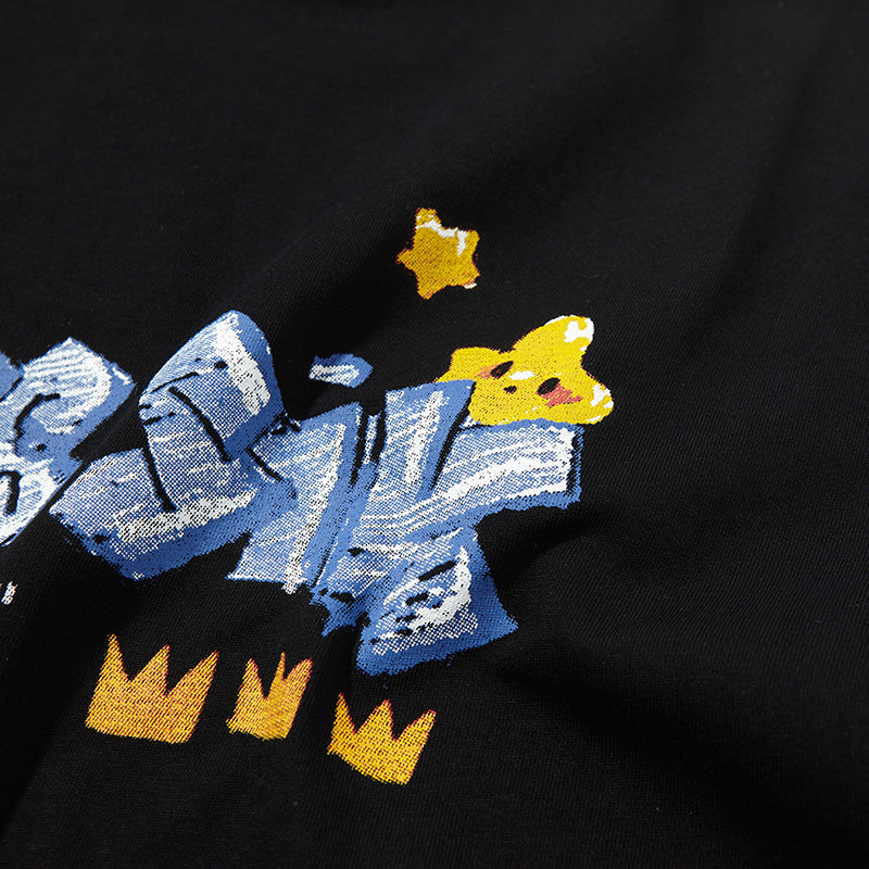 Nyc T Shirt Vintage Graffiti Linked Star Print Short Sleeve T-Shirt Summer Oversize Top