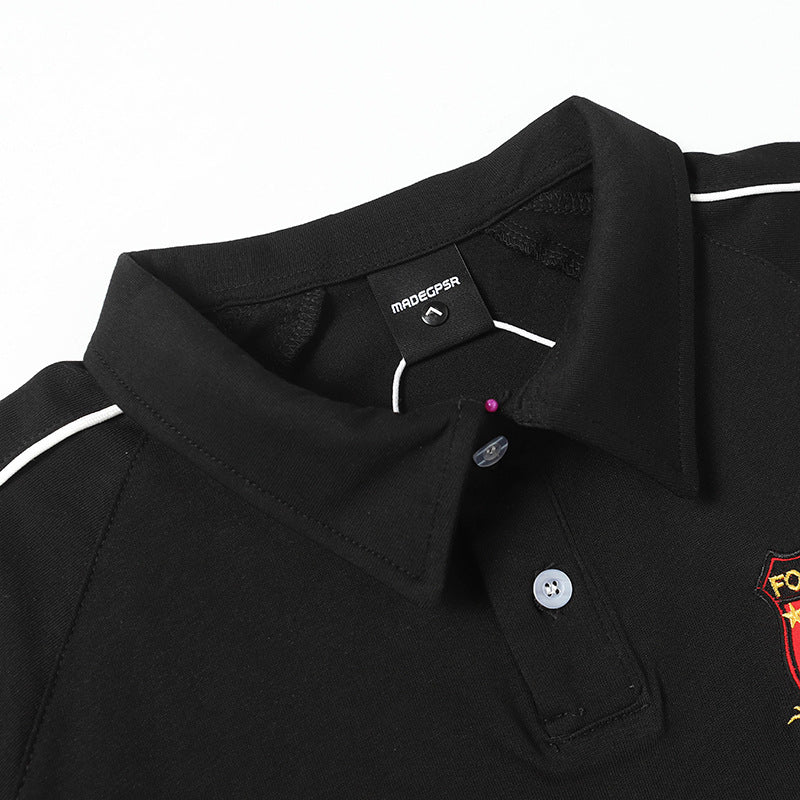 Hip Hop Clothing Summer T-Shirt Short Sleeve Sweatshirt Embroidered Lapel Polo Shirt