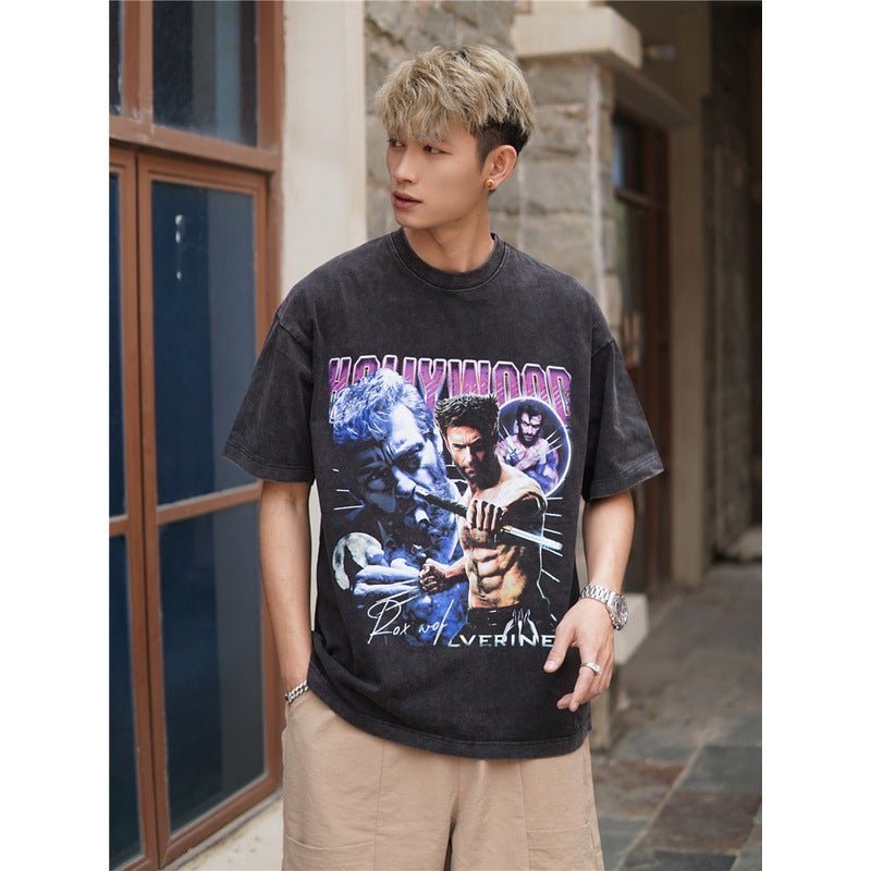 Film Star T Shirt Movie the Wolverine Cotton Short Sleeve Loose Retro T-shirt Men
