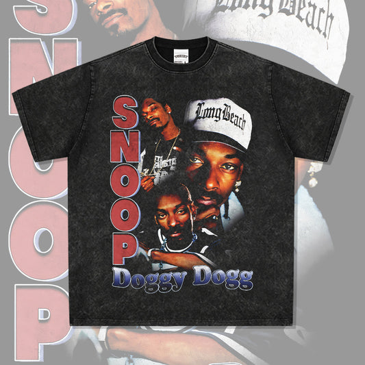 Marcas streetwear usa vintage hip hop snoop doggie print short sleeve t-shirt