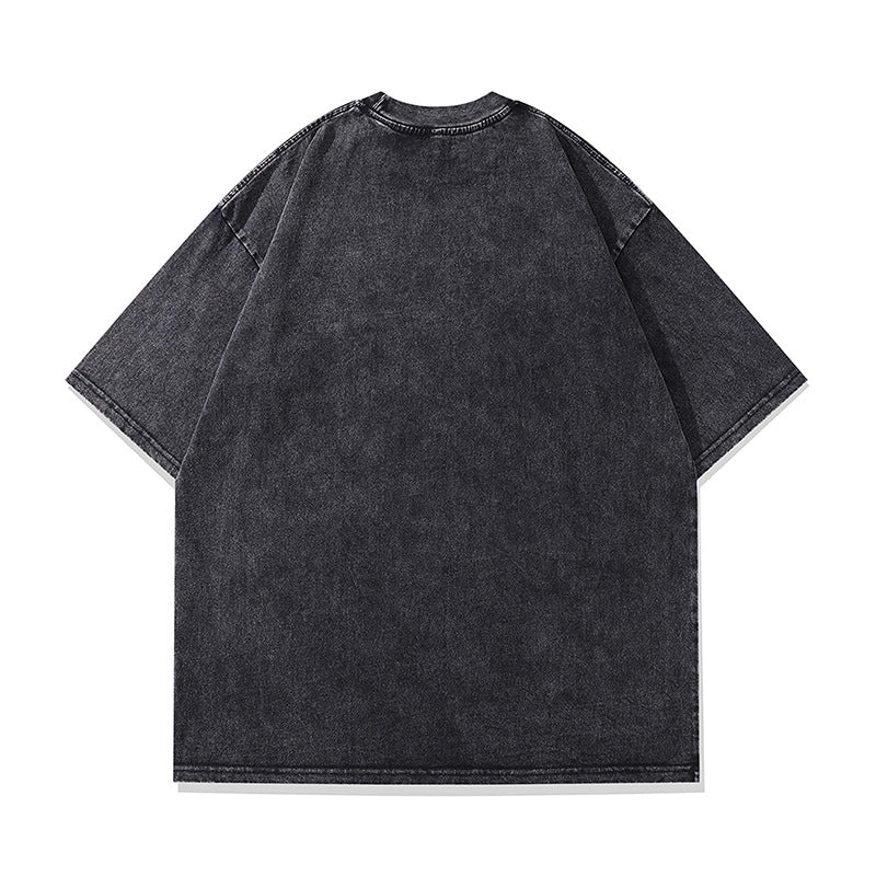 Ropa Vintage Hombre Vintage Doberman Printed Washed Old Short Sleeve T-Shirt