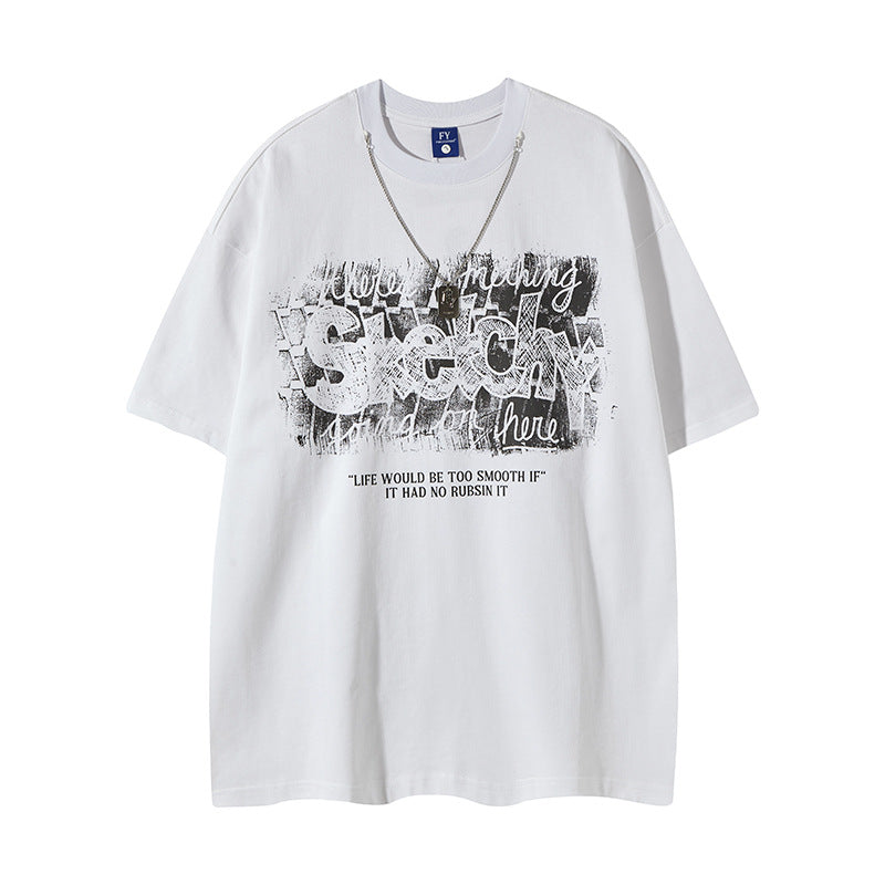 Vintage Usa Shirt Vintage Alphabet Print Crew Neck Short Sleeve T-Shirt