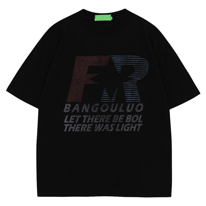 Racing oversized t shirt retro racing letter short sleeve t-shirt loose oversize top